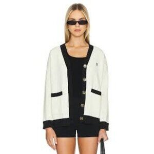 Musier Paris Louis Cardigan in Ivory/black
